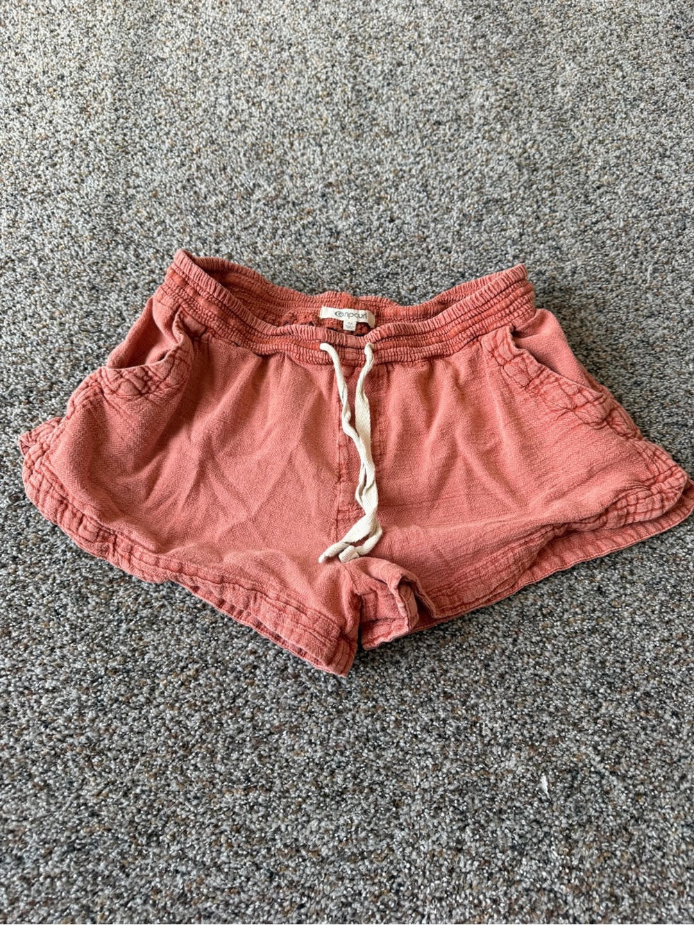 Rip Curl Womens M Coral Herringbone Shorts Y2K Surf Beach Drawstring Pockets